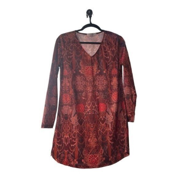 MISSLOOK Dresses & Skirts - Retro Maroon Brown V-Neck Long Sleeve A-Line Mini‎ Dress or Tunic N068